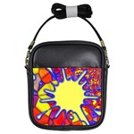 Embroidery Dab Color Spray Girls Sling Bags Front