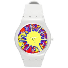 Embroidery Dab Color Spray Round Plastic Sport Watch (M)