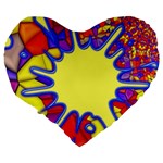 Embroidery Dab Color Spray Large 19  Premium Flano Heart Shape Cushions Back