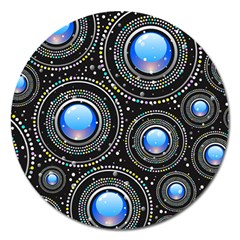 Background Abstract Glossy Blue Magnet 5  (round) by Nexatart