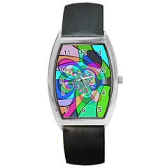 Retro Wave Background Pattern Barrel Style Metal Watch