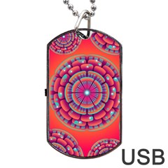 Floral Background Texture Pink Dog Tag Usb Flash (one Side) by Nexatart