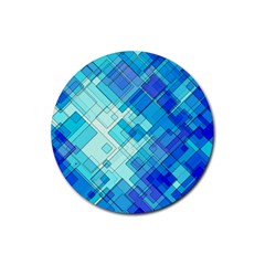 Abstract Squares Arrangement Rubber Coaster (round)  by Nexatart