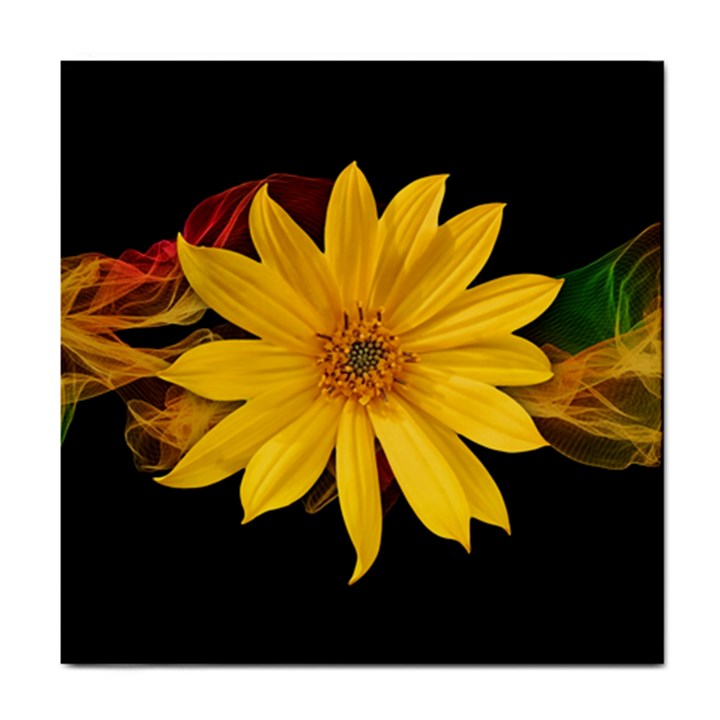 Sun Flower Blossom Bloom Particles Tile Coasters