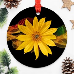 Sun Flower Blossom Bloom Particles Ornament (round) by Nexatart