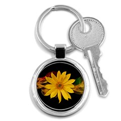 Sun Flower Blossom Bloom Particles Key Chains (round)  by Nexatart