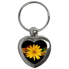 Sun Flower Blossom Bloom Particles Key Chains (heart) 