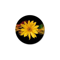 Sun Flower Blossom Bloom Particles Golf Ball Marker by Nexatart