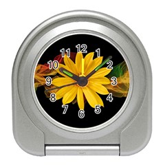 Sun Flower Blossom Bloom Particles Travel Alarm Clocks by Nexatart