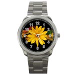 Sun Flower Blossom Bloom Particles Sport Metal Watch Front