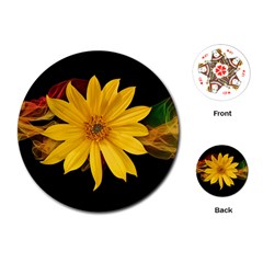 Sun Flower Blossom Bloom Particles Playing Cards (round)  by Nexatart