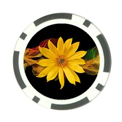 Sun Flower Blossom Bloom Particles Poker Chip Card Guard by Nexatart