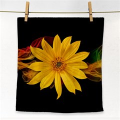 Sun Flower Blossom Bloom Particles Face Towel by Nexatart