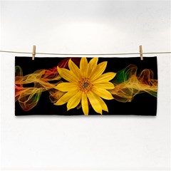 Sun Flower Blossom Bloom Particles Hand Towel by Nexatart