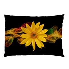 Sun Flower Blossom Bloom Particles Pillow Case by Nexatart