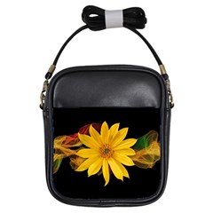 Sun Flower Blossom Bloom Particles Girls Sling Bags by Nexatart