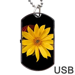 Sun Flower Blossom Bloom Particles Dog Tag Usb Flash (one Side) by Nexatart