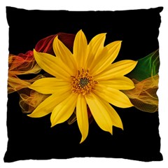 Sun Flower Blossom Bloom Particles Large Cushion Case (one Side) by Nexatart