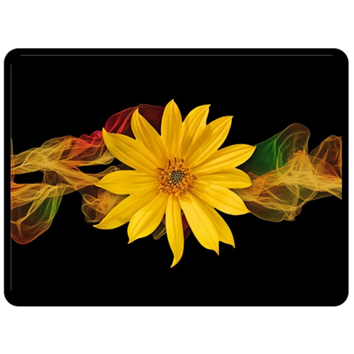 Sun Flower Blossom Bloom Particles Double Sided Fleece Blanket (Large) 