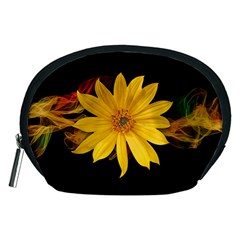 Sun Flower Blossom Bloom Particles Accessory Pouches (medium)  by Nexatart