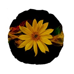 Sun Flower Blossom Bloom Particles Standard 15  Premium Flano Round Cushions by Nexatart