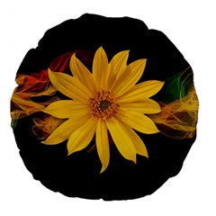 Sun Flower Blossom Bloom Particles Large 18  Premium Flano Round Cushions by Nexatart