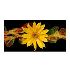 Sun Flower Blossom Bloom Particles Satin Wrap by Nexatart