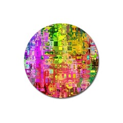 Color Abstract Artifact Pixel Magnet 3  (round) by Nexatart