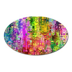 Color Abstract Artifact Pixel Oval Magnet by Nexatart