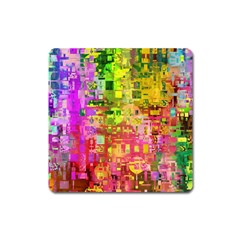 Color Abstract Artifact Pixel Square Magnet by Nexatart