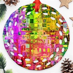 Color Abstract Artifact Pixel Round Filigree Ornament (two Sides) by Nexatart