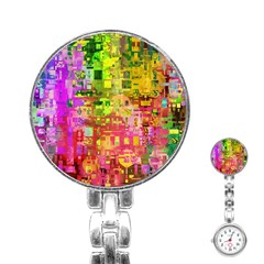 Color Abstract Artifact Pixel Stainless Steel Nurses Watch by Nexatart