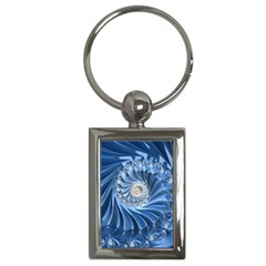 Blue Fractal Abstract Spiral Key Chains (rectangle)  by Nexatart