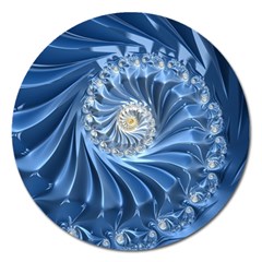 Blue Fractal Abstract Spiral Magnet 5  (round) by Nexatart