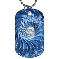 Blue Fractal Abstract Spiral Dog Tag (two Sides) by Nexatart