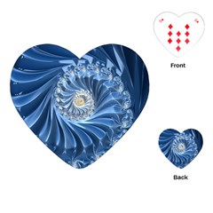 Blue Fractal Abstract Spiral Playing Cards (heart) 