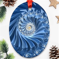 Blue Fractal Abstract Spiral Oval Ornament (two Sides) by Nexatart