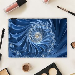 Blue Fractal Abstract Spiral Cosmetic Bag (large) 