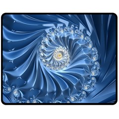 Blue Fractal Abstract Spiral Fleece Blanket (medium)  by Nexatart