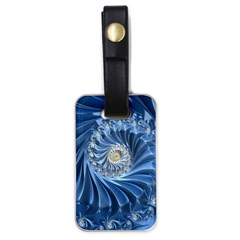 Blue Fractal Abstract Spiral Luggage Tags (one Side)  by Nexatart