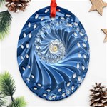 Blue Fractal Abstract Spiral Ornament (Oval Filigree) Front