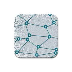 Network Social Abstract Rubber Square Coaster (4 Pack)  by Nexatart