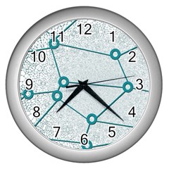 Network Social Abstract Wall Clocks (silver) 