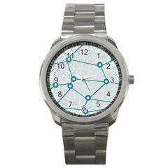 Network Social Abstract Sport Metal Watch by Nexatart