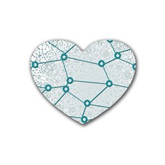 Network Social Abstract Heart Coaster (4 Pack)  by Nexatart