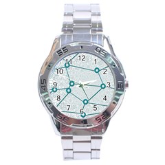 Network Social Abstract Stainless Steel Analogue Watch by Nexatart