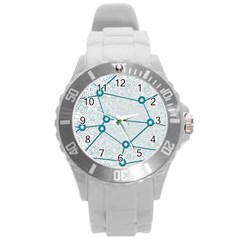 Network Social Abstract Round Plastic Sport Watch (l) by Nexatart