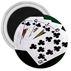 Poker Hands   Royal Flush Clubs 3  Magnets by FunnyCow