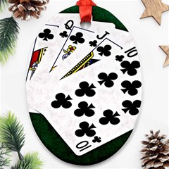 Poker Hands   Royal Flush Clubs Ornament (oval) by FunnyCow