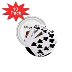 Poker Hands   Royal Flush Clubs 1 75  Buttons (10 Pack) by FunnyCow